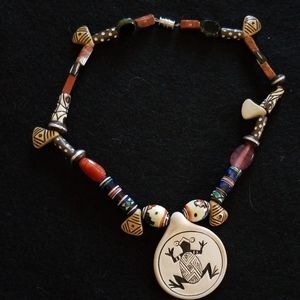 Glass and porcelain necklace
